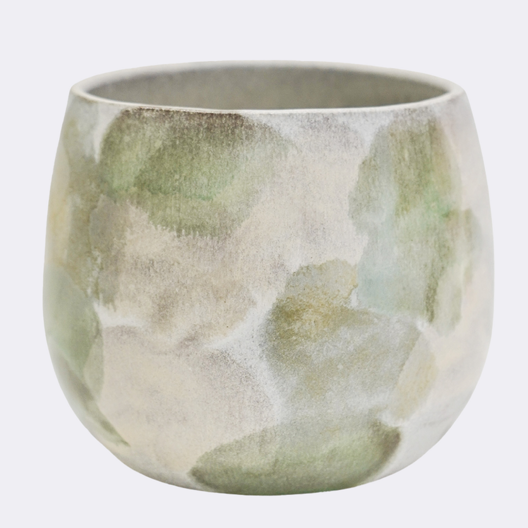 Lola Abstract Watercolour Green Planter H15.5cm Ø16cm