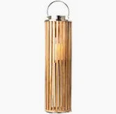 NINA FLOOR STANDING LANTERN WOOD/CHROME 69CM