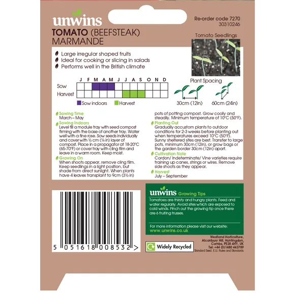 Tomato (Beefsteak) Marmande - Seed Packets - Windyridge Garden Centre