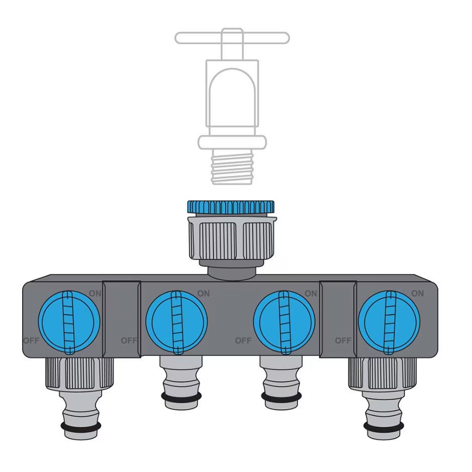 Flopro Four Way Tap Adaptor - Tools & Equipment - Windyridge Garden Centre