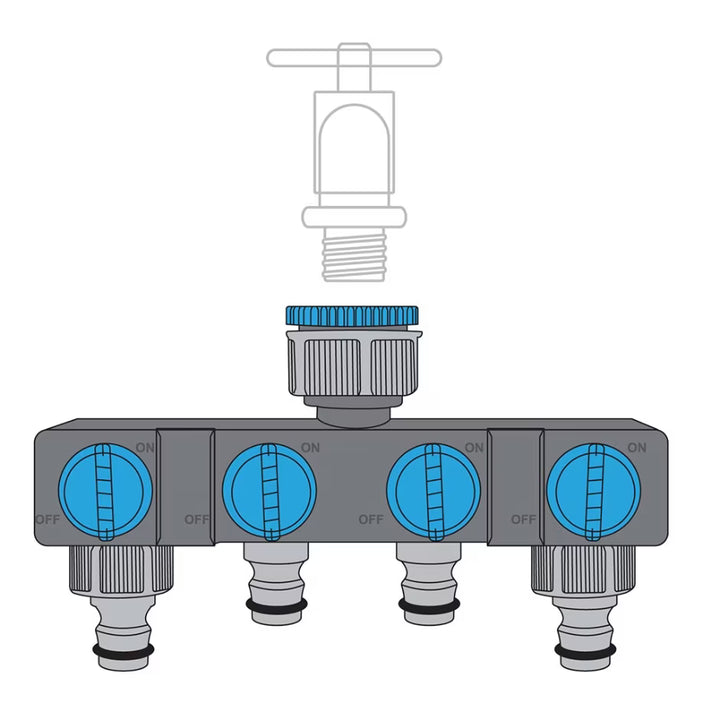 Flopro Four Way Tap Adaptor - Tools & Equipment - Windyridge Garden Centre