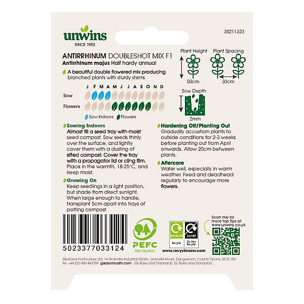 Antirrhinum Doubleshot Mix - Seed Packets - Windyridge Garden Centre