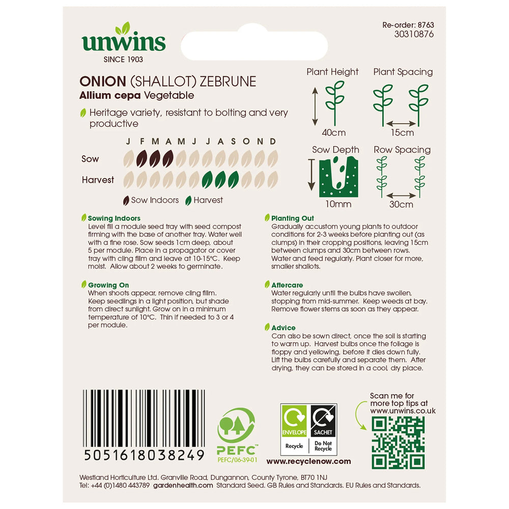 Onion (Shallot) Zebrune - Seed Packets - Windyridge Garden Centre
