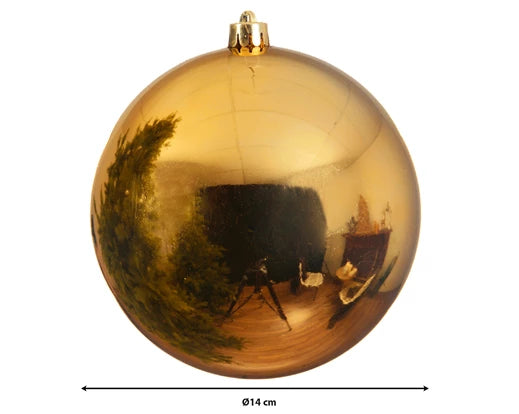 Baubles shatterproof shiny light gold dia14cm