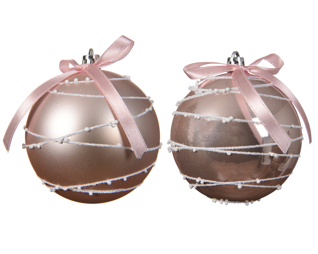 Bauble Shatterproof Glitter Li Blush Pink - Christmas - Windyridge Garden Centre