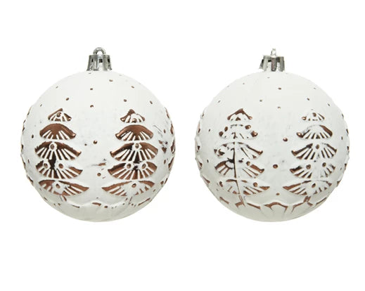 Bauble   shatterproof antique trees winter white