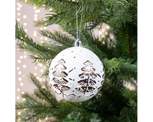 Bauble   shatterproof antique trees winter white