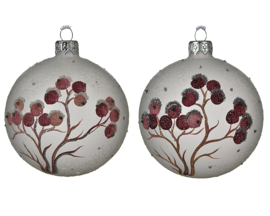 Bauble Glass Matt Berries 2Col Ass Assorted - Christmas - Windyridge Garden Centre