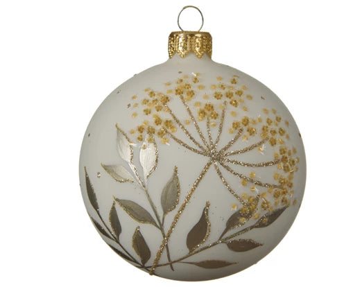 Bauble glass matt hogweed wool white