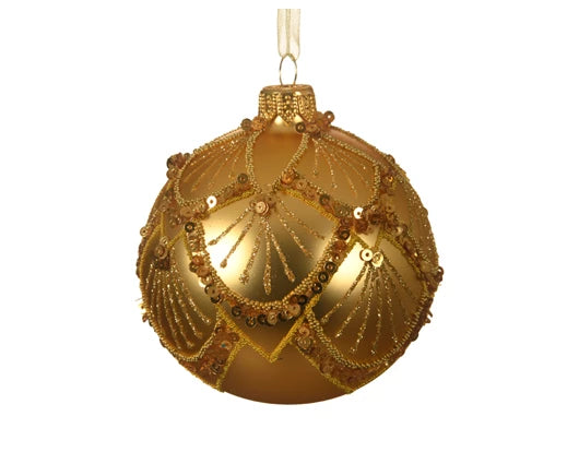 Bauble glass matt graphic top light gold