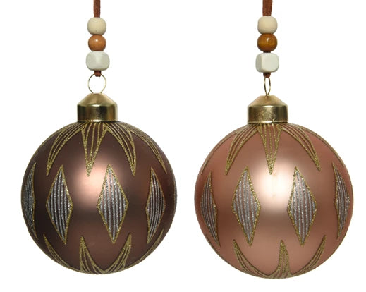 Bauble  glass  silver  inside  w  matt  glitter dessin