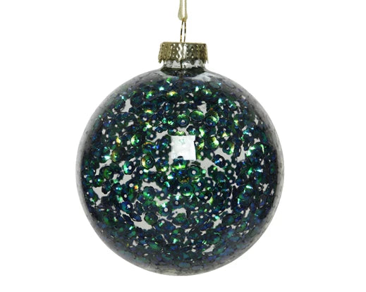 Bauble glass clear sequins inside night blue
