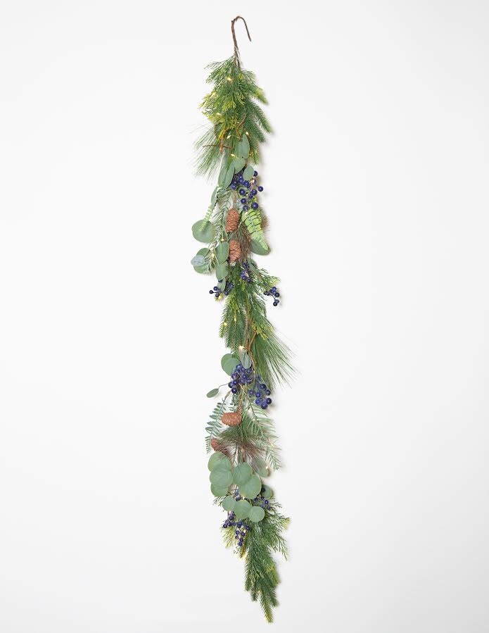 150cm Blueberries Foliage Garland with Pinecone and Light