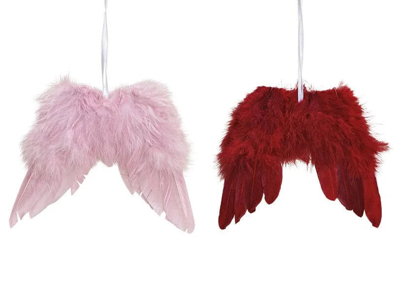 Hanger wing feather bordeaux/pink 2-asst. 10x10cm