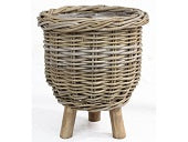Basket On Legs Rattan Grey d34h40cm