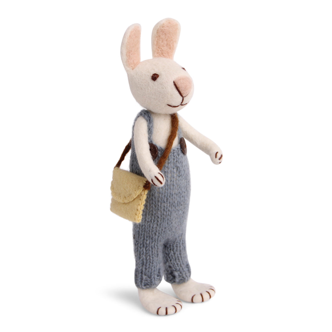 Big White Bunny With Blue Pants And Bag - Easter - Windyridge Garden Centre