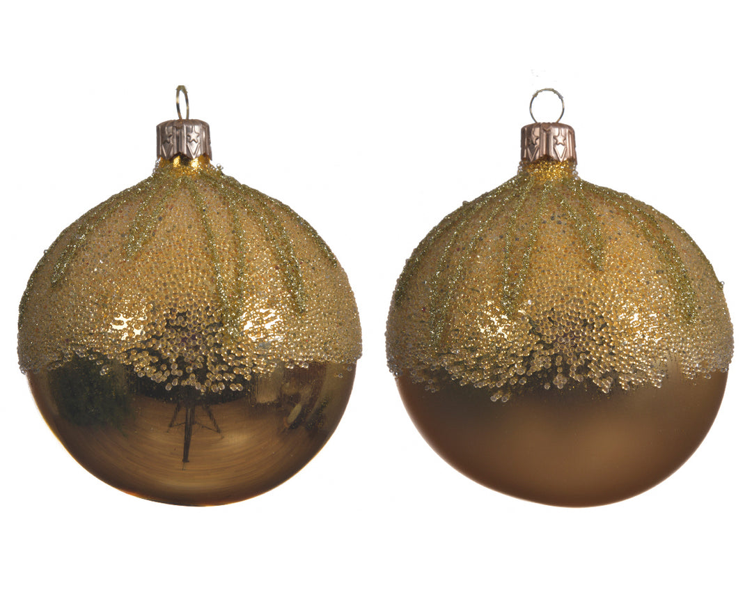 Bauble Glass Ballotine Top 2Ass Light Gold - Christmas - Windyridge Garden Centre