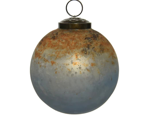 Bauble glass colorflow antique misty blue  10cm