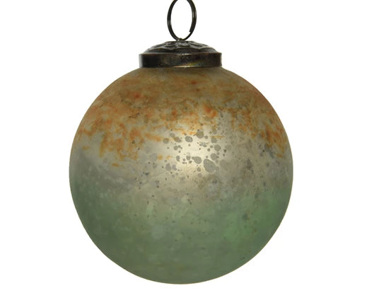 Bauble glass colorflow antique moss green  7.5cm