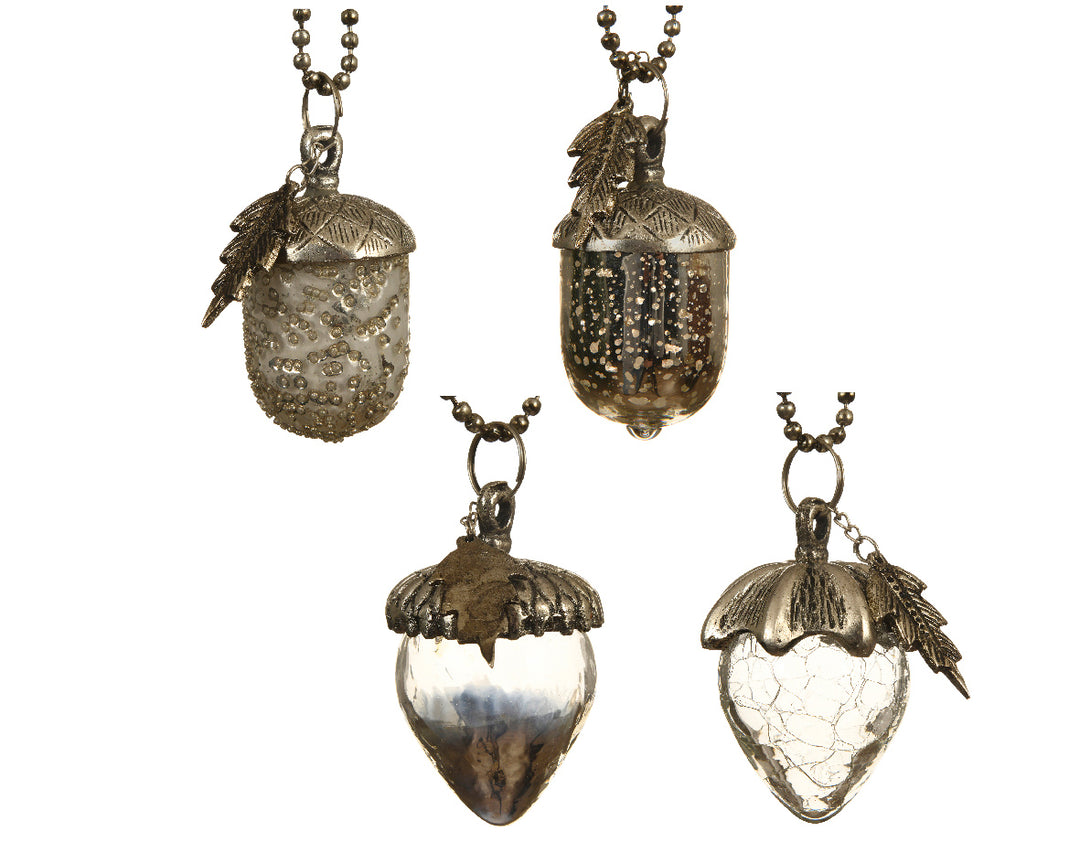 Acorn glass 4 different finishes 4ass silver/assorted