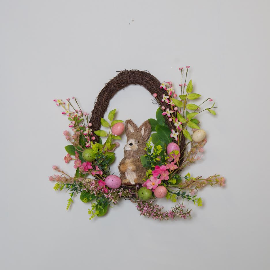 18' Mixed Fls Egg & Rabbit Wreath