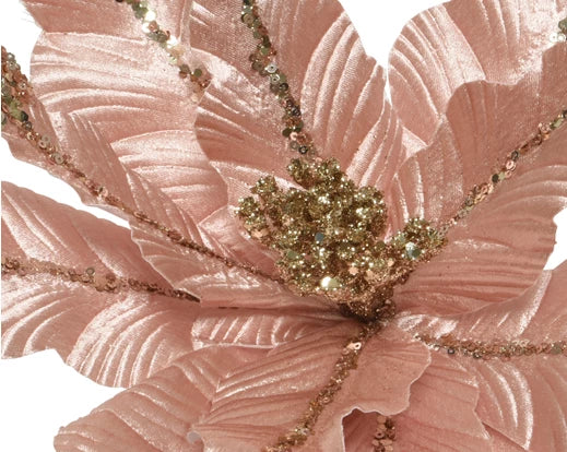 Flower on wire polyester velvet Blush Pink
