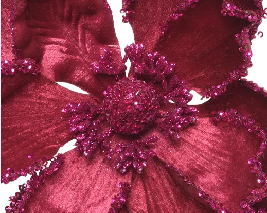 Magnolia  on  clip  polyester  velvet  dia24-H10cm - cerise 2ass