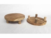 PLATE WITH 4 LEGS TEAK NATURAL D20H7CM