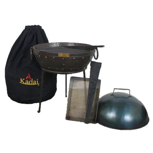 40cm Travel Kadai Kit with Kadai Lid, 2 x Skewers and Grill Tray.