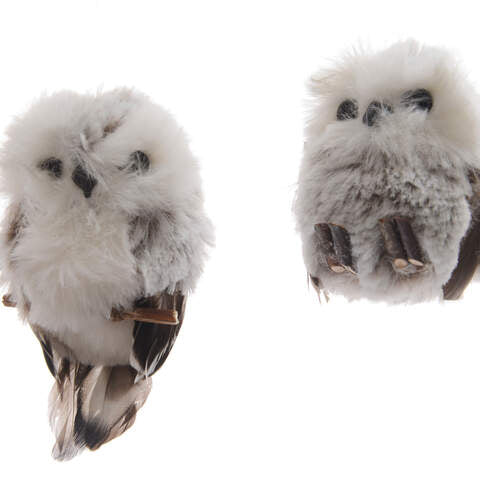 Owl polyester feathers 2ass