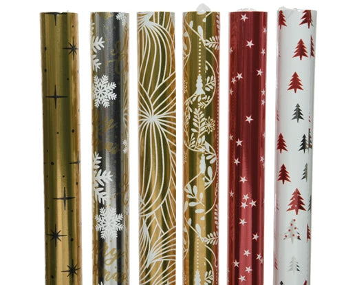 Giftwrapping paper metallic 2x star,  L200-W70-H0.01cm