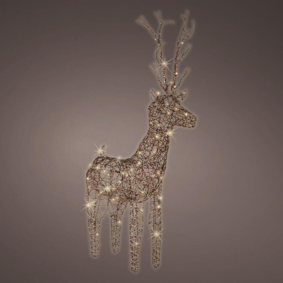 LED deer gb wicker deer steady outdoor brown/warm white L.61cm x W.27cm x H.135cm