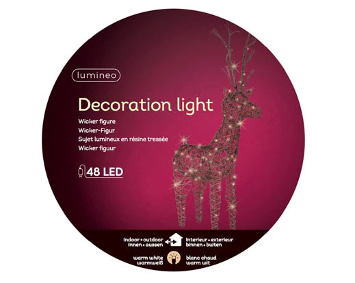 LED deer gb wicker deer steady outdoor brown/warm white L.24cm x W.60cm x H.104cm