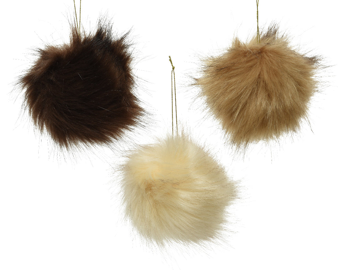 Bauble foam fake fur 3col ass assorted