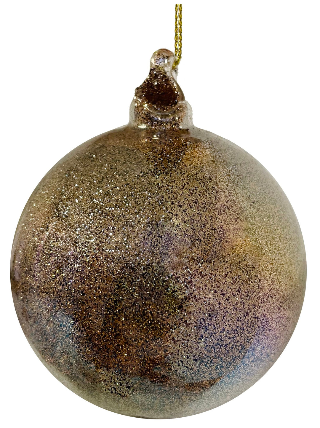 Glass ball pink lustered champagne glitter inside 8cm