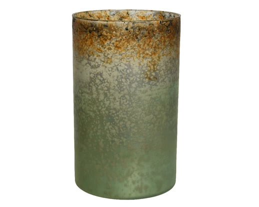 Tealightholder glass colorful antique  moss
green