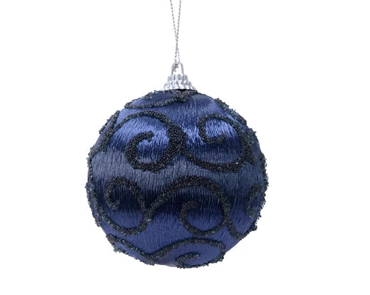 Bauble foam fabric swirl dia8cm - Night blue