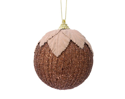 Bauble foam glitter leaves on top