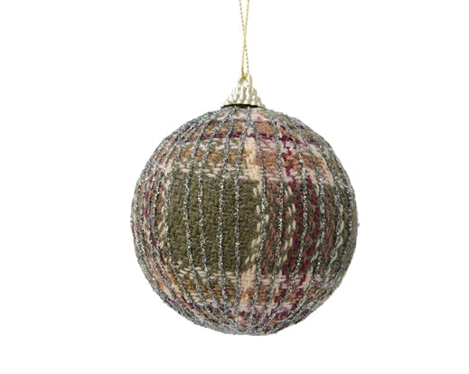 Bauble foam wool glitter lines  moss green
