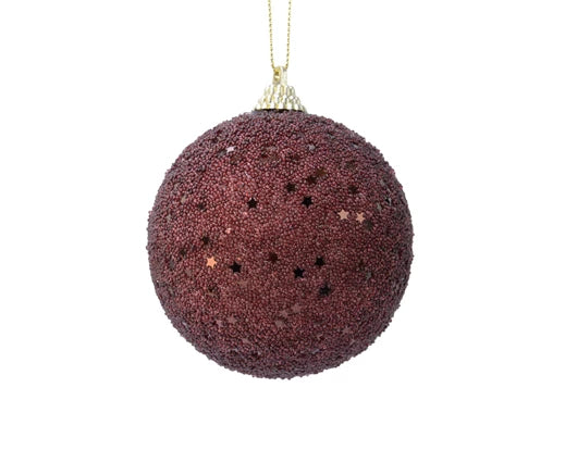 Bauble foam glitter star sequins dia8cm - redwood