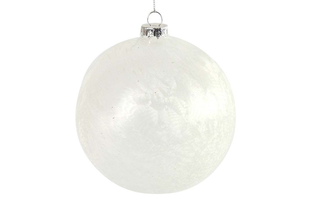 Bauble Rd Yana S White L8B8H8Cm - Christmas - Windyridge Garden Centre