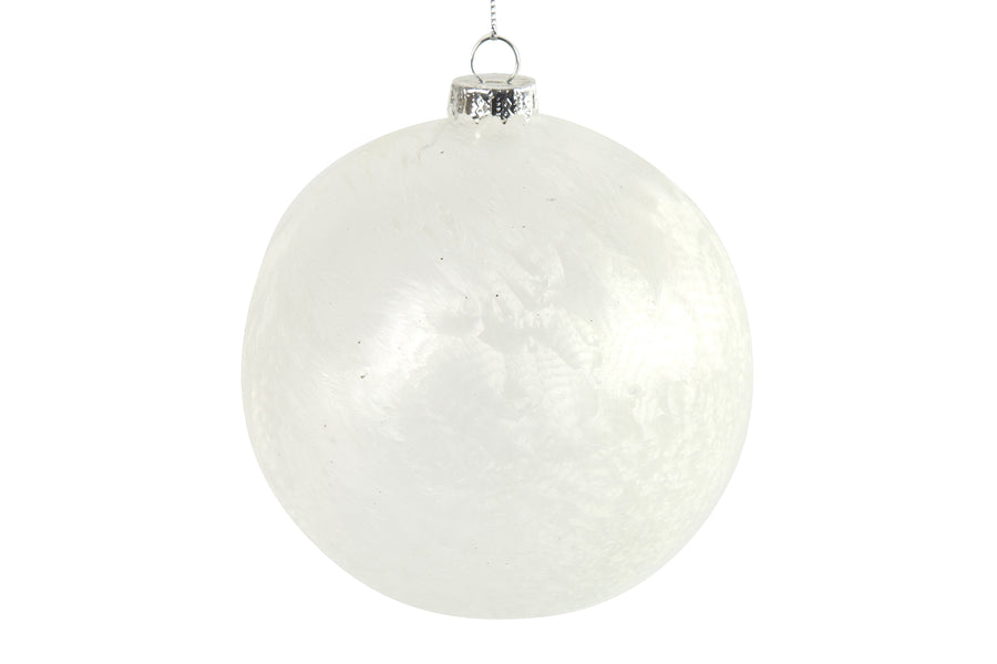 Bauble Rd Yana S White L8B8H8Cm - Christmas - Windyridge Garden Centre