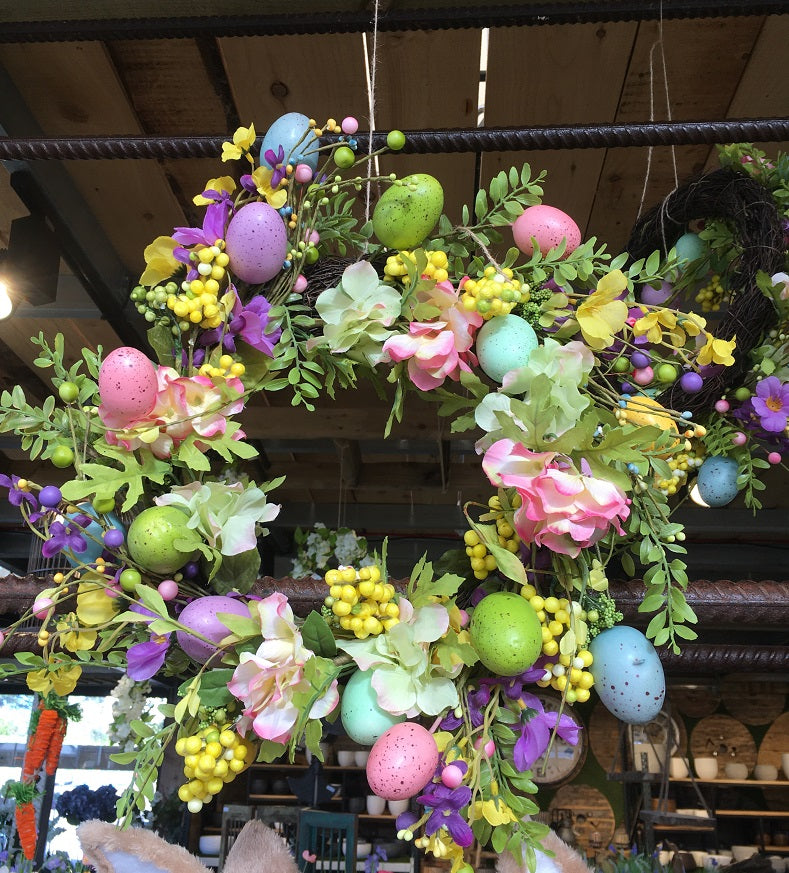 ARTIFICIAL FLOWER AND EGG WREATH