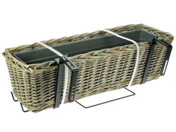 Rattan Trough Grey Balcony Planter   65X22H19cm