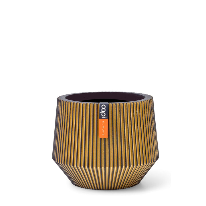 Vase cylinder geo Groove Ø19x16 black gold