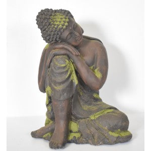 Buddah Sleeping Ornament D42H54 Resin Brown And Moss - Garden Ornaments - Windyridge Garden Centre