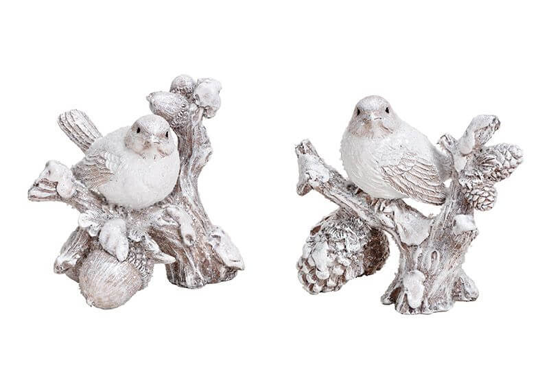 Bird, Poly, White With Glitter, 2 Asst. 12X12X7Cm - Christmas - Windyridge Garden Centre