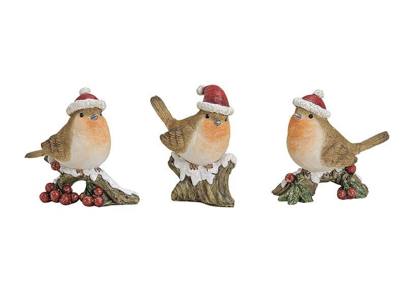 CHRISTMAS BIRD POLY 3-ASS. 11X4X10 CM