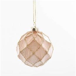 Champagne Lattice Bauble 8Cm - Christmas - Windyridge Garden Centre