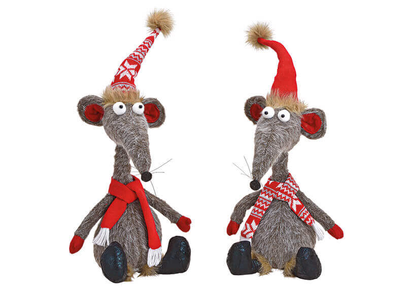 Chhristmas mouse textile grey. 28x67x22cm